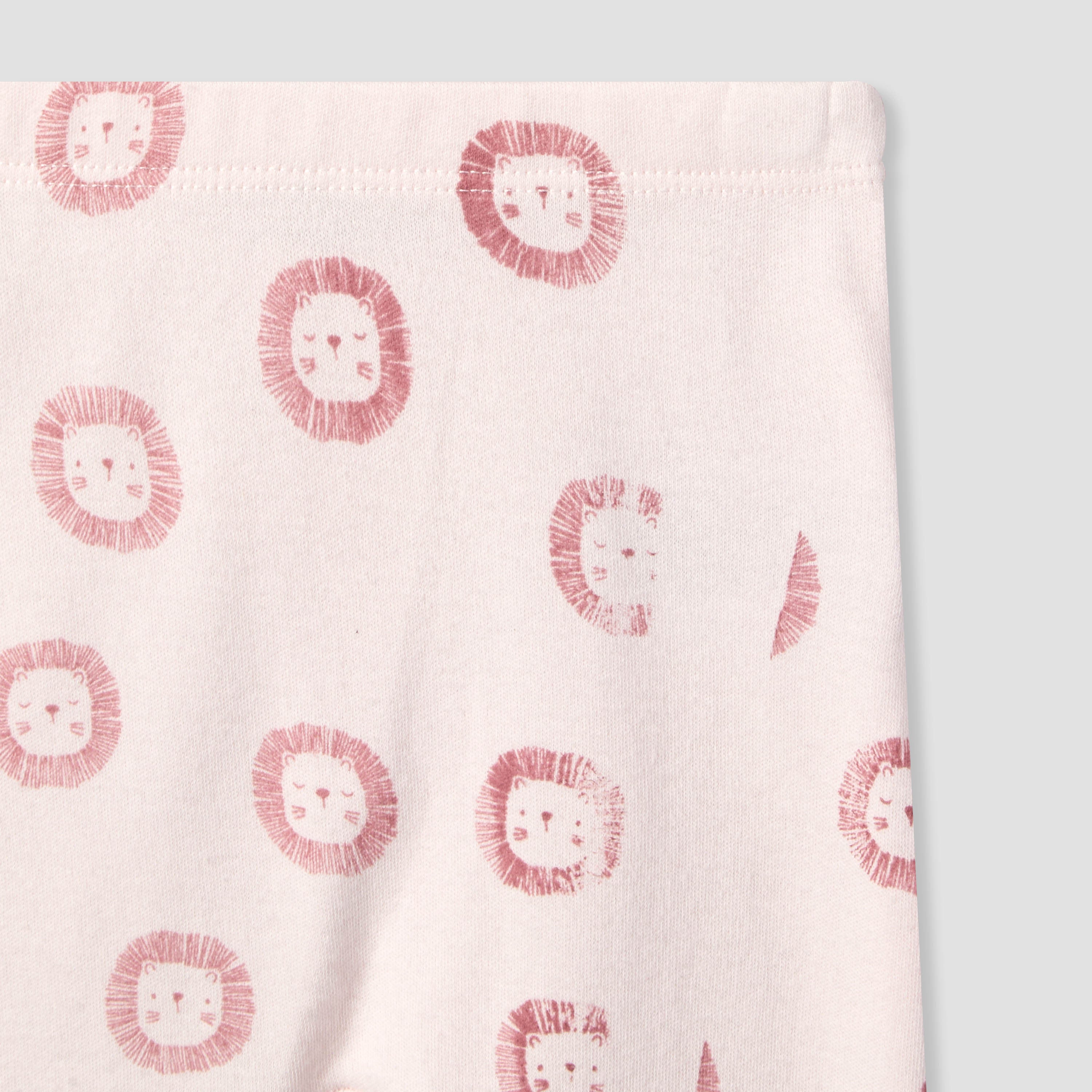 Juniors Cotton Crew Neck Long Sleeves Pyjama Set with Lion Print