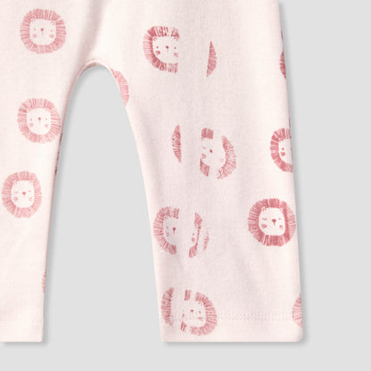 Juniors Cotton Crew Neck Long Sleeves Pyjama Set with Lion Print