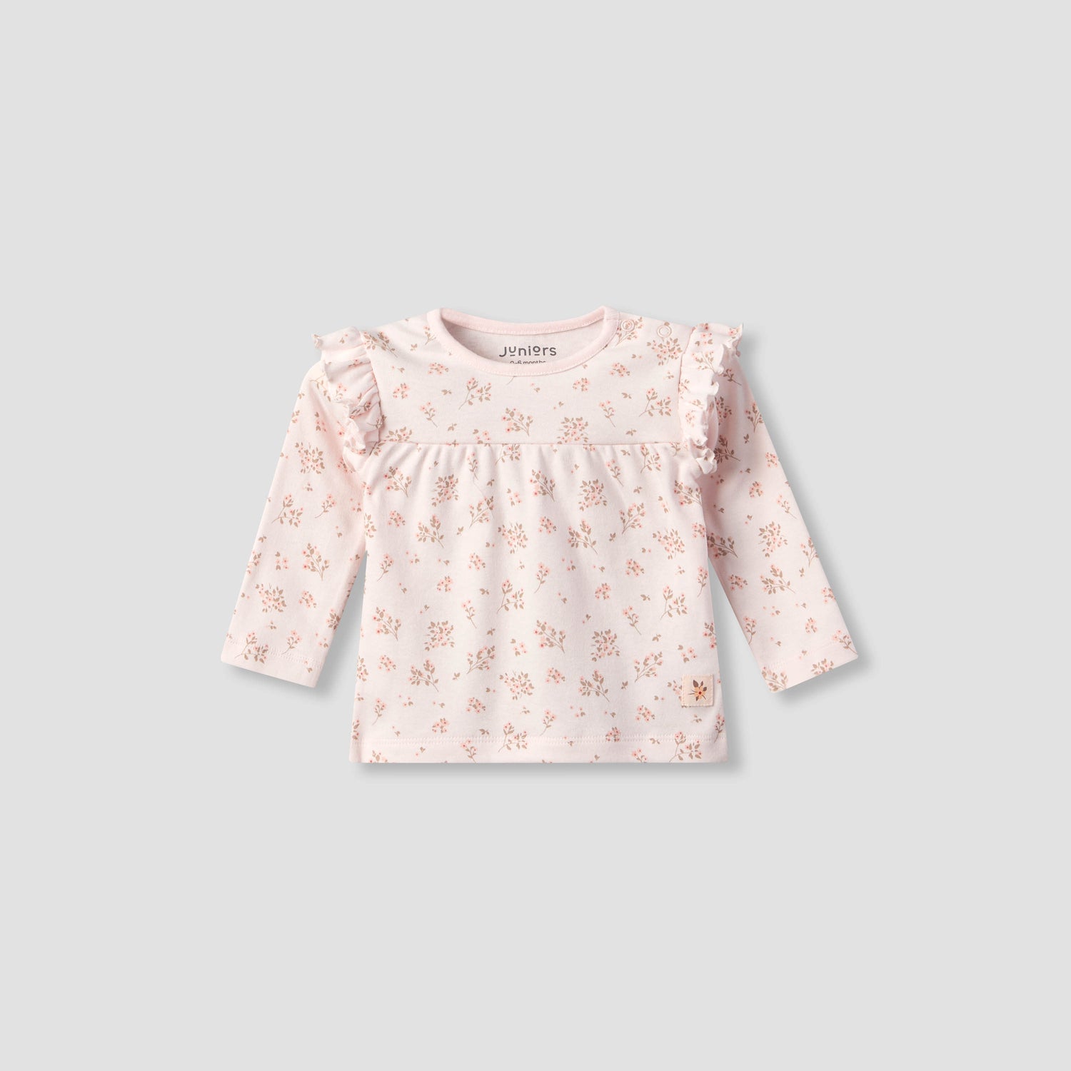 Juniors Cotton Crew Neck Long Sleeves Pyjama Set with Floral Print