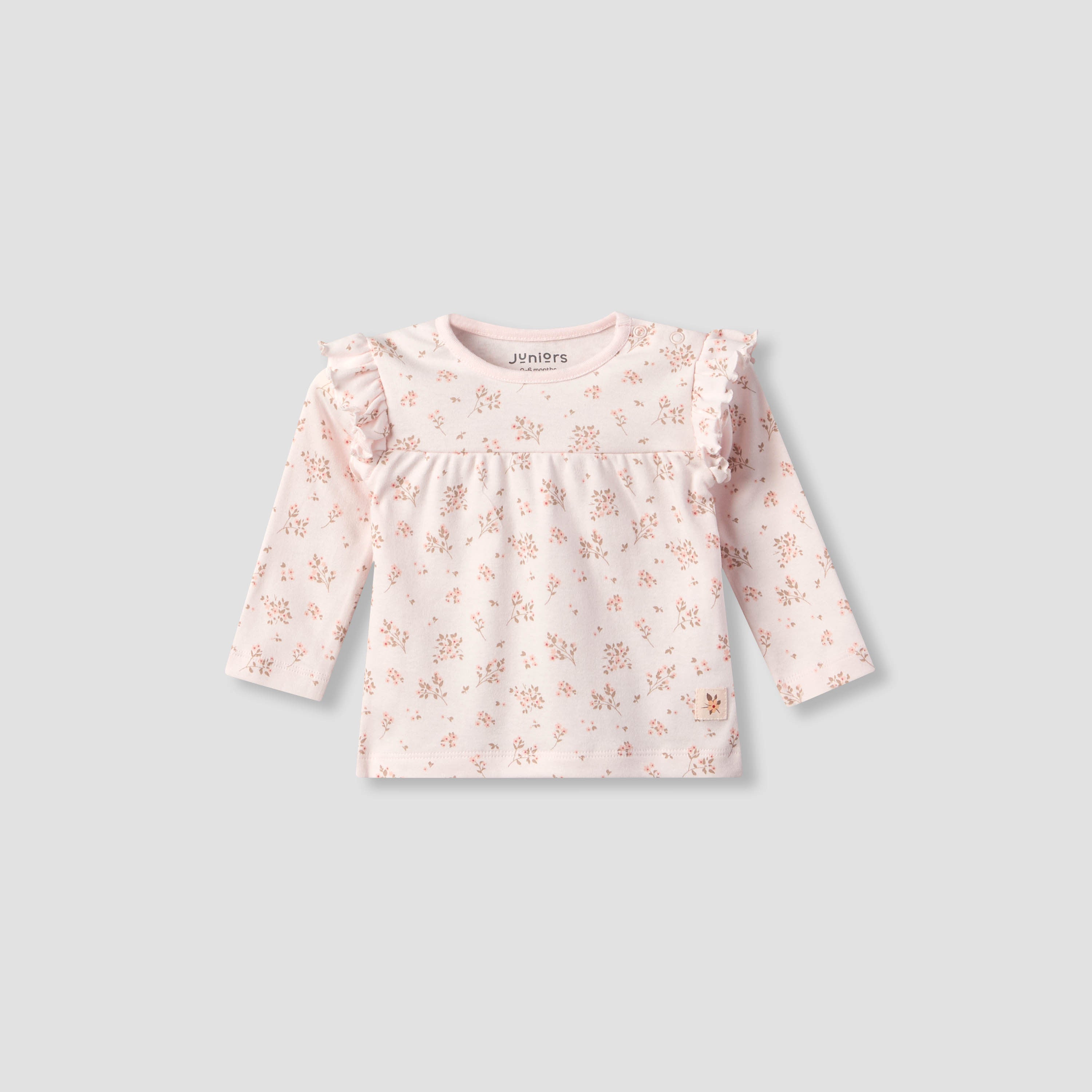 Juniors Cotton Crew Neck Long Sleeves Pyjama Set with Floral Print