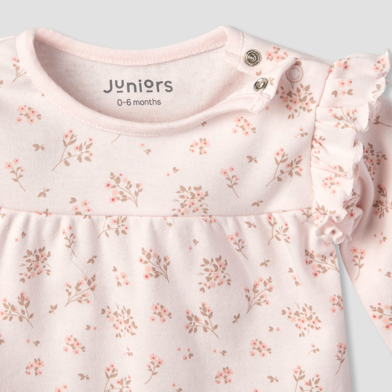 Juniors Cotton Crew Neck Long Sleeves Pyjama Set with Floral Print