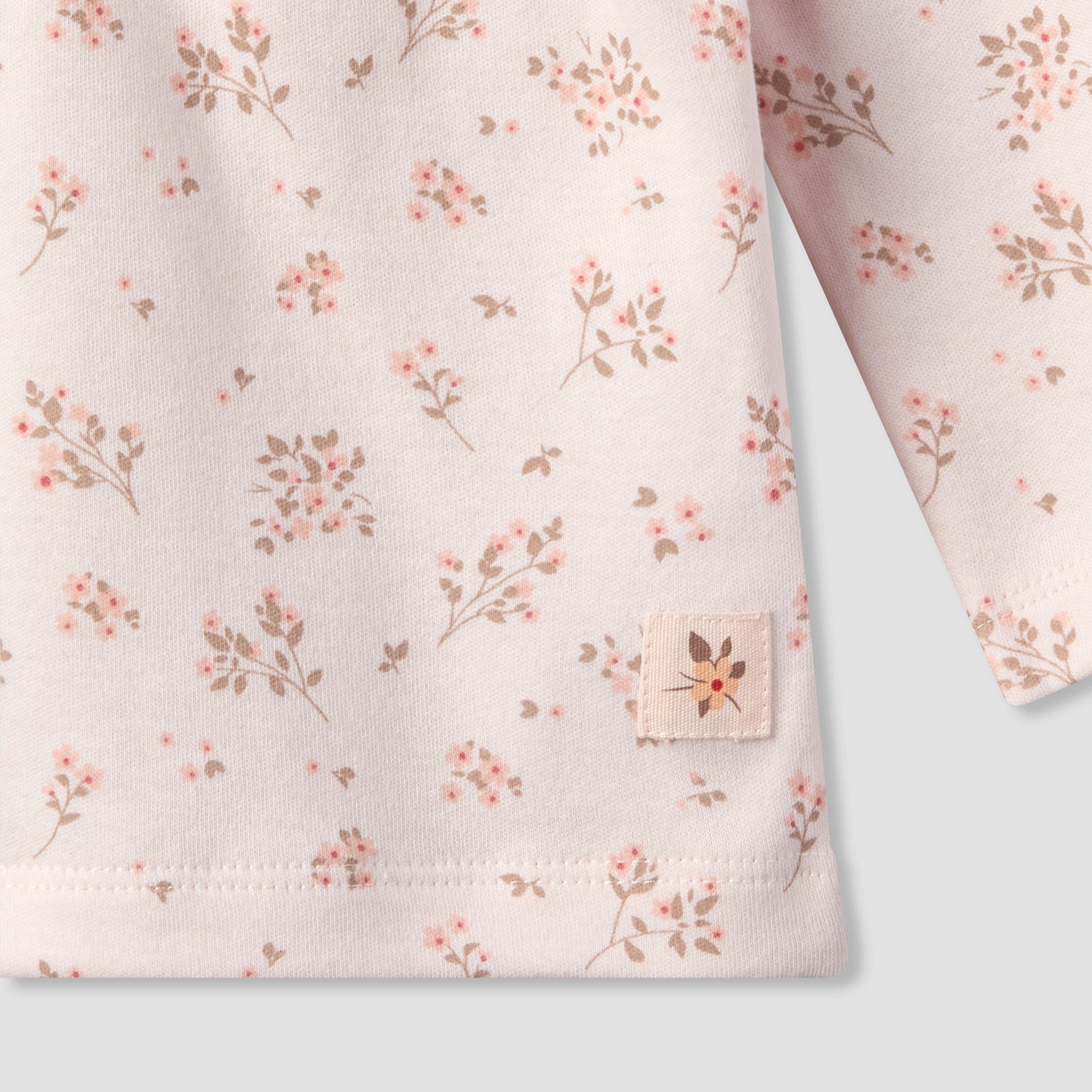 Juniors Cotton Crew Neck Long Sleeves Pyjama Set with Floral Print