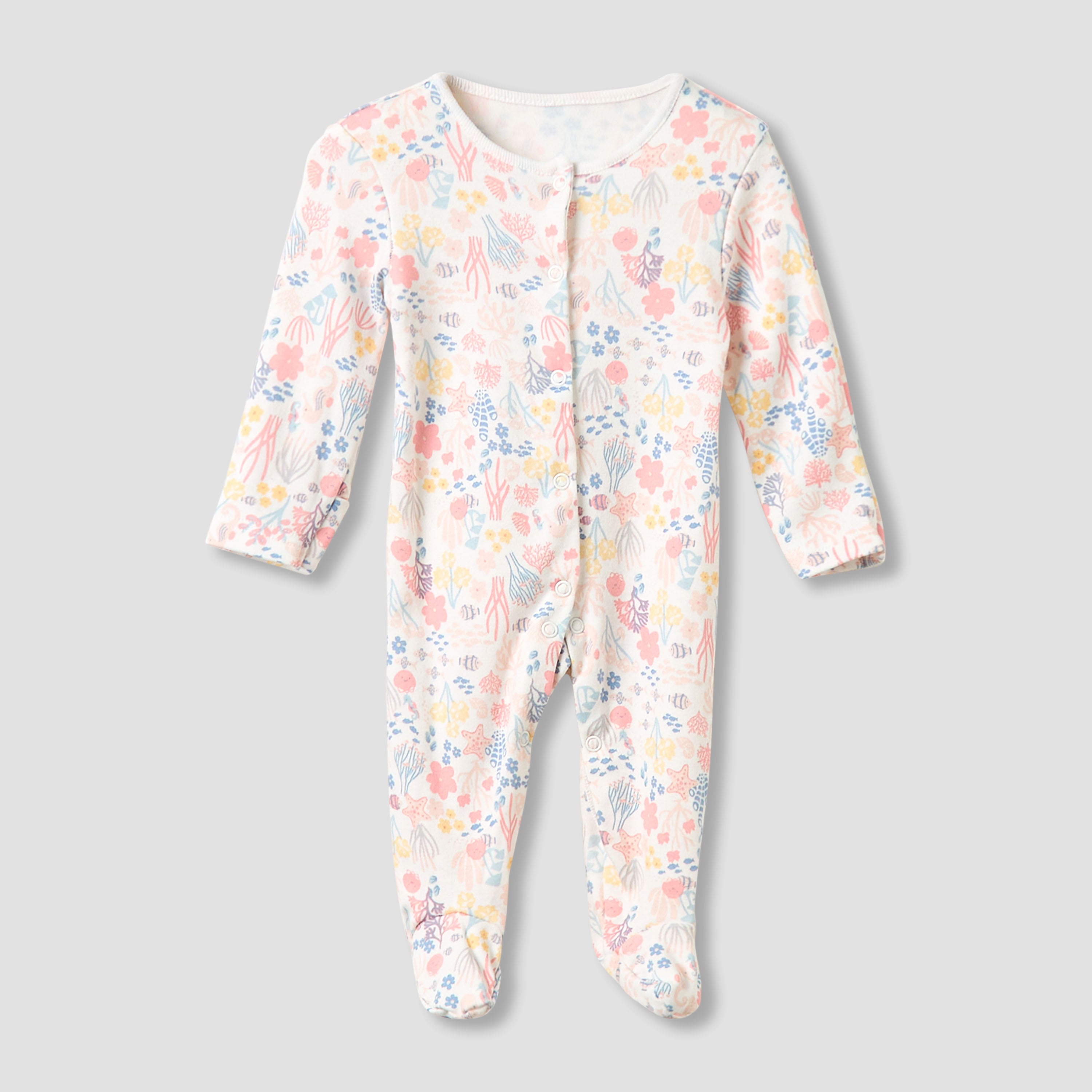 Juniors Crew Neck Sleepsuit with Print - Cotton - Long Sleeves - Set of 3