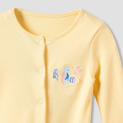 Juniors Crew Neck Sleepsuit with Print - Cotton - Long Sleeves - Set of 3