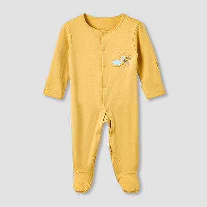 Juniors Crew Neck Sleepsuit with Dinosaur Print - Cotton - Long Sleeves - Set of 3