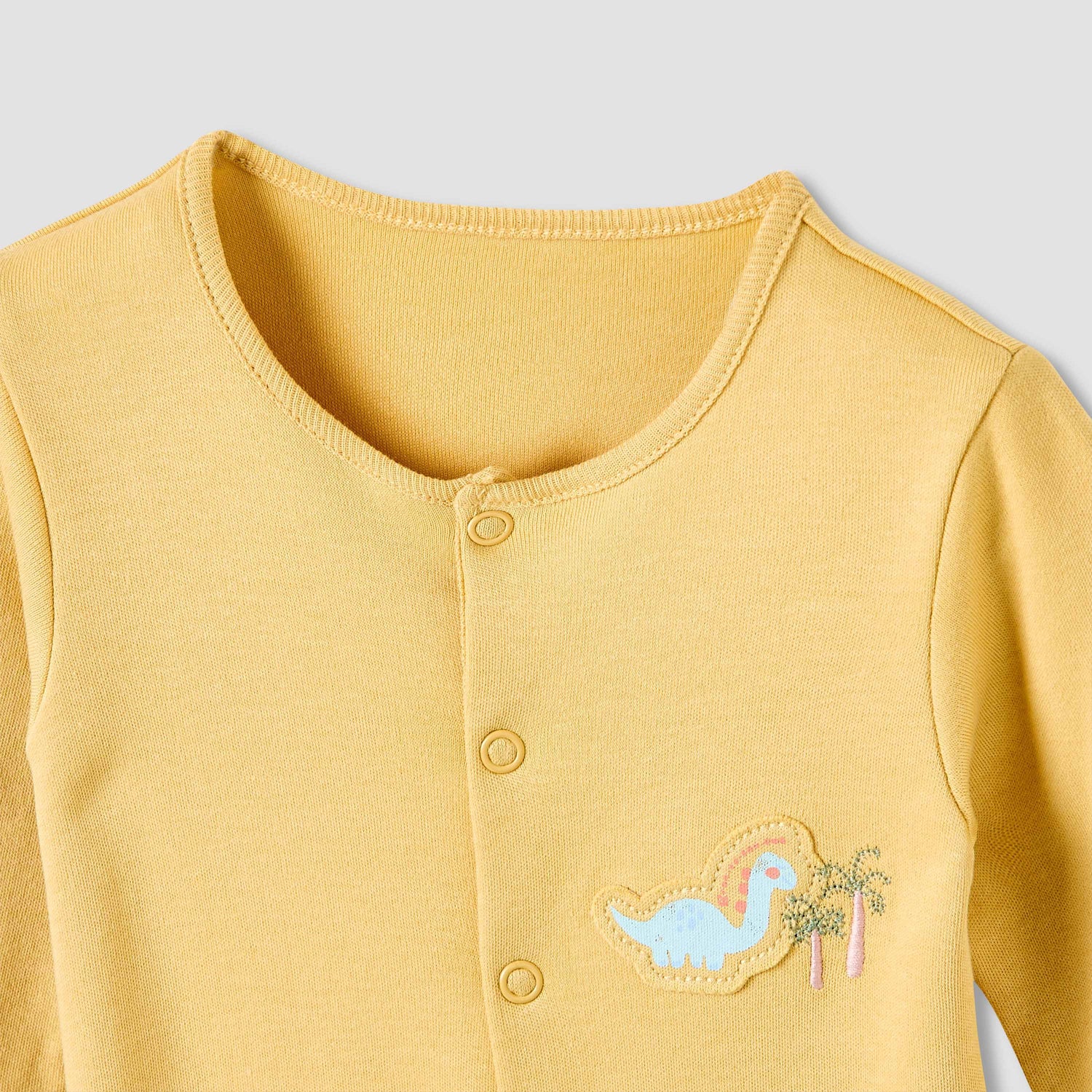 Juniors Crew Neck Sleepsuit with Dinosaur Print - Cotton - Long Sleeves - Set of 3