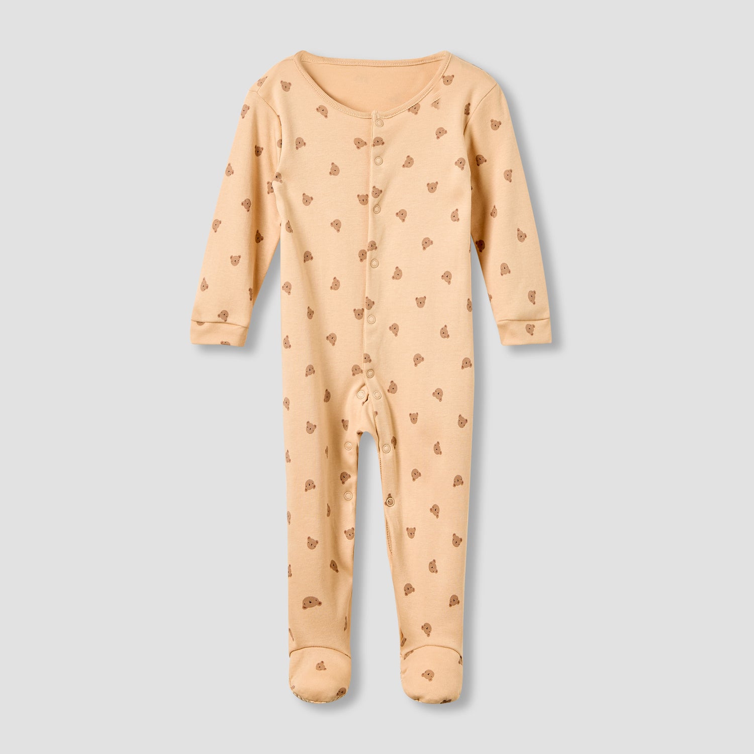 Juniors Crew Neck Sleepsuit with Bear Print - Cotton - Long Sleeves - Set of 3