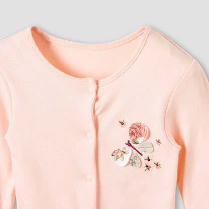 Juniors Crew Neck Sleepsuit with Floral Print - Cotton - Long Sleeves - Set of 3