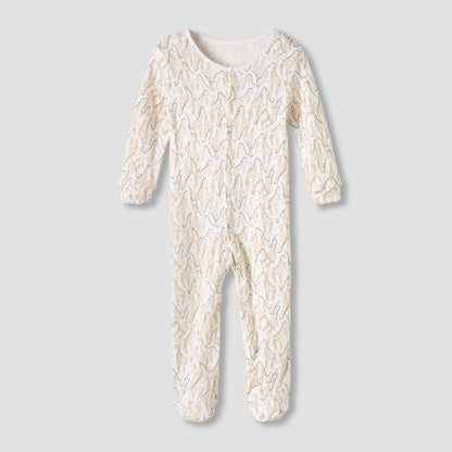 Juniors Round Neck Sleepsuit with Snap Button Closure - Cotton - Long Sleeves - Set of 3