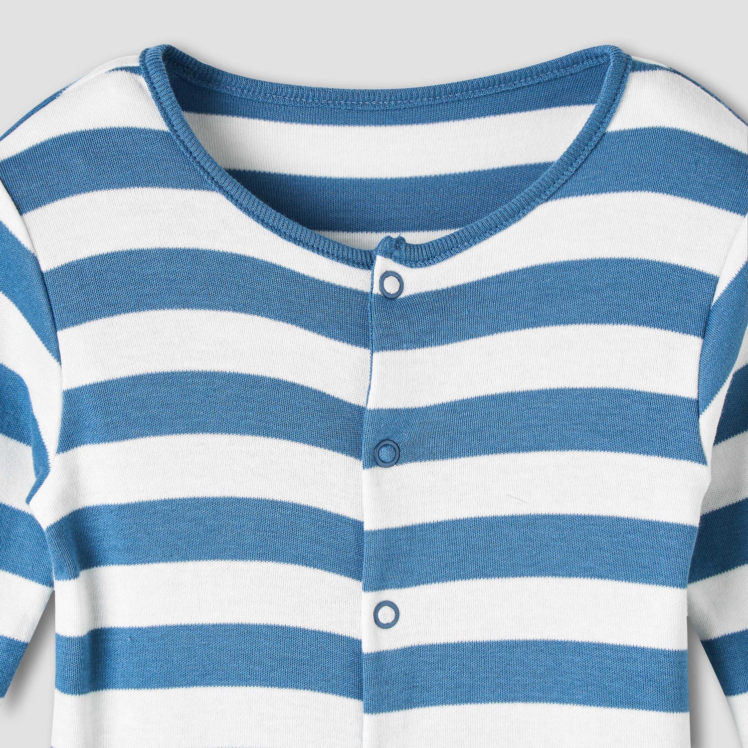 Juniors Round Neck Sleepsuit with Snap Button Closure - Cotton - Long Sleeves