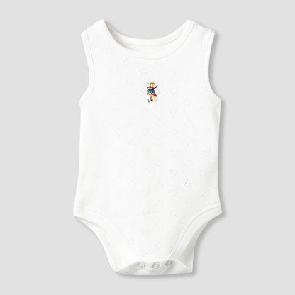 Set of 5, Juniors Cotton Crew Neck Sleeveless Bodysuit with Print