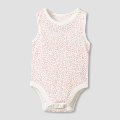 Set of 5, Juniors Cotton Crew Neck Sleeveless Bodysuit with Print