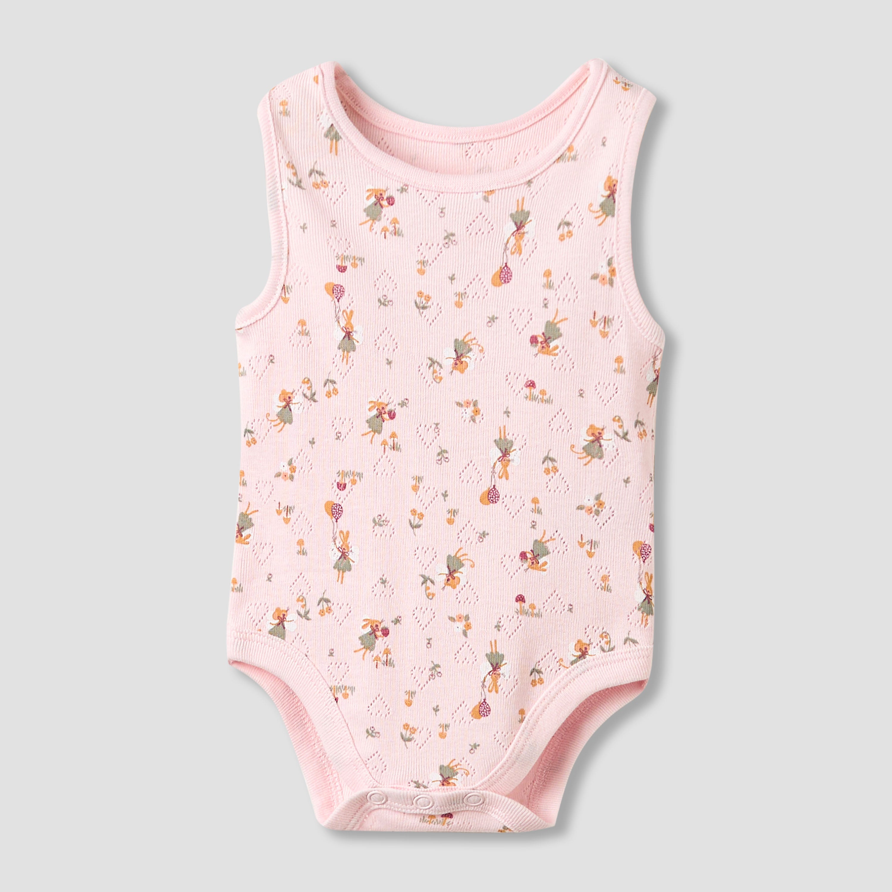 Set of 5, Juniors Cotton Crew Neck Sleeveless Bodysuit with Print