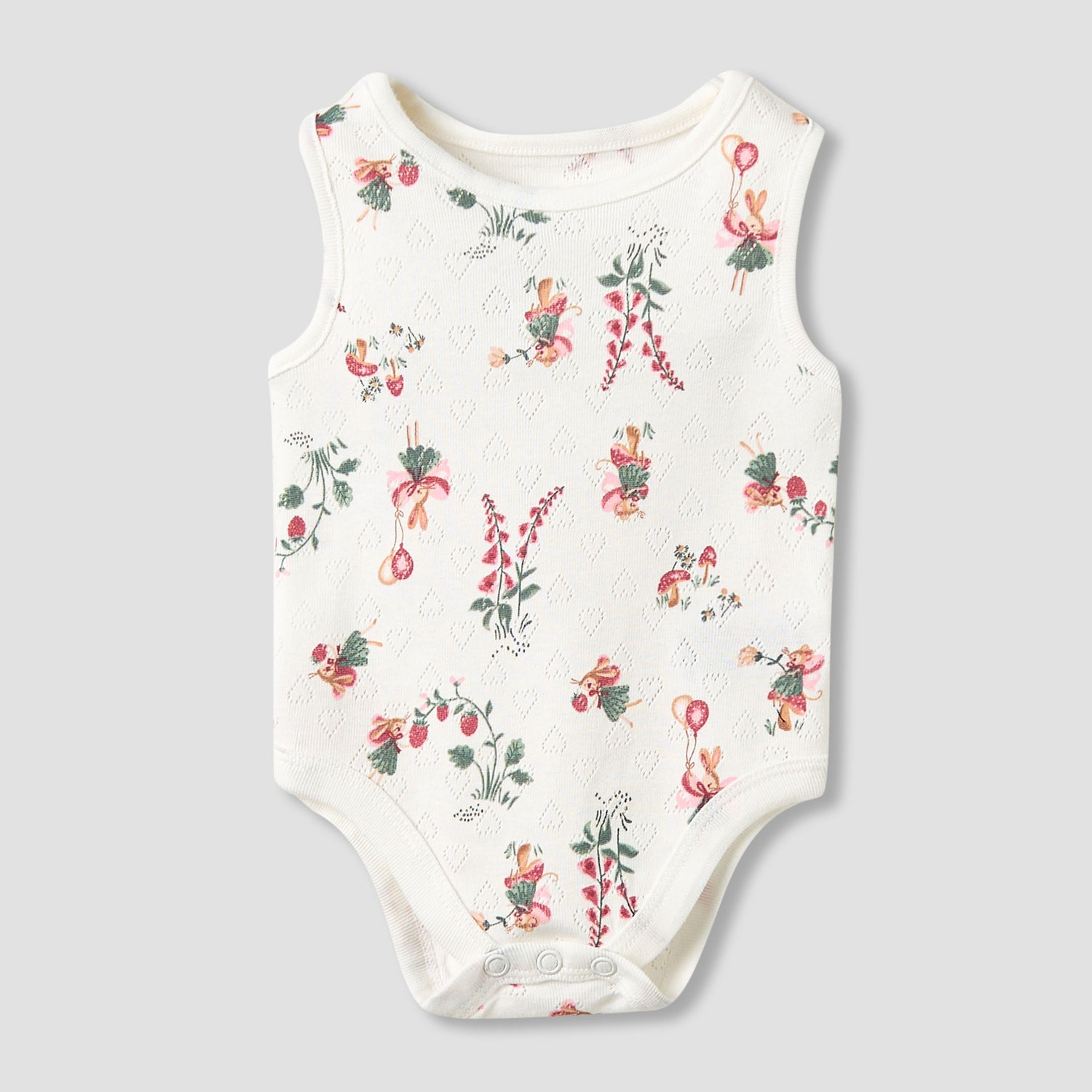 Set of 5, Juniors Cotton Crew Neck Sleeveless Bodysuit with Print