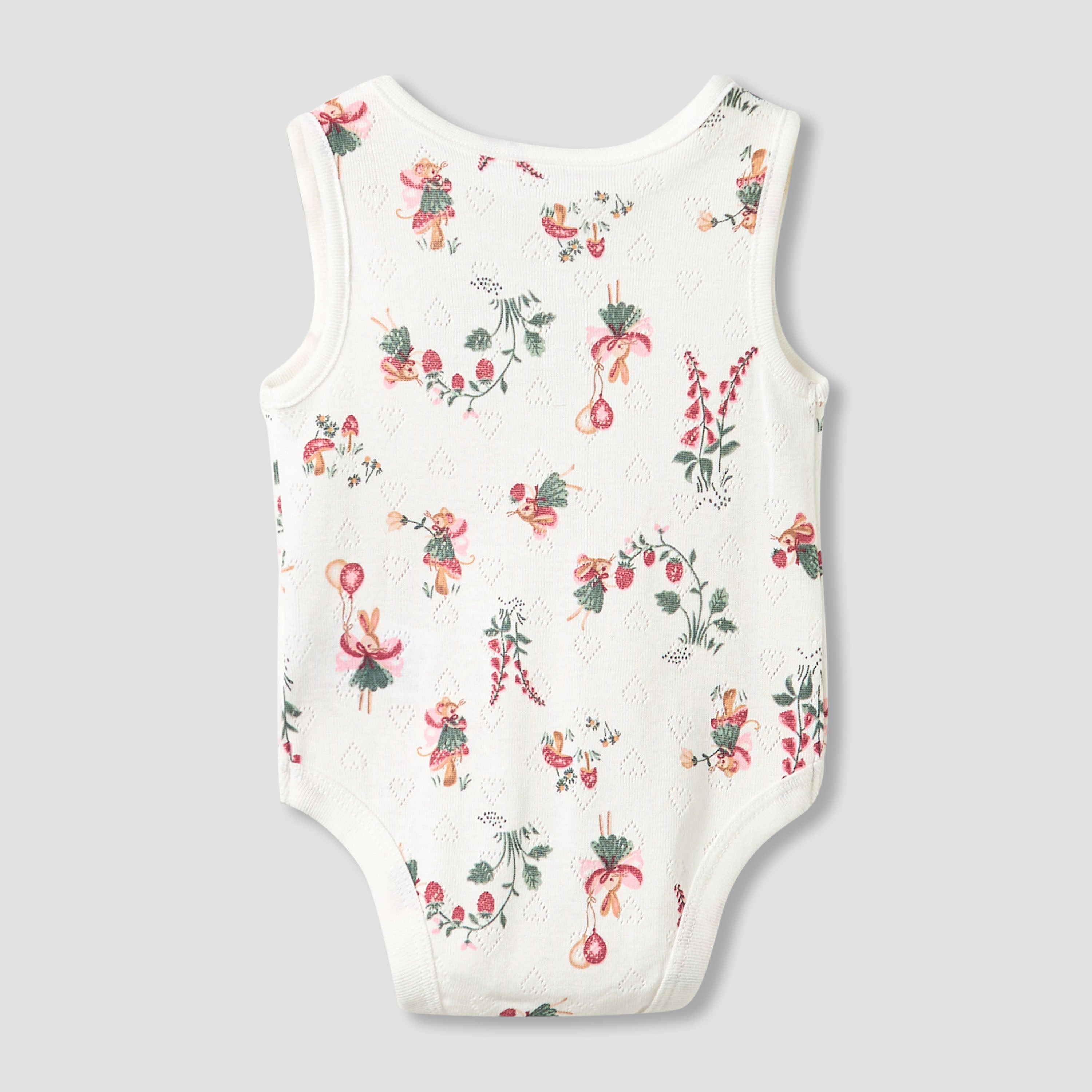 Set of 5, Juniors Cotton Crew Neck Sleeveless Bodysuit with Print