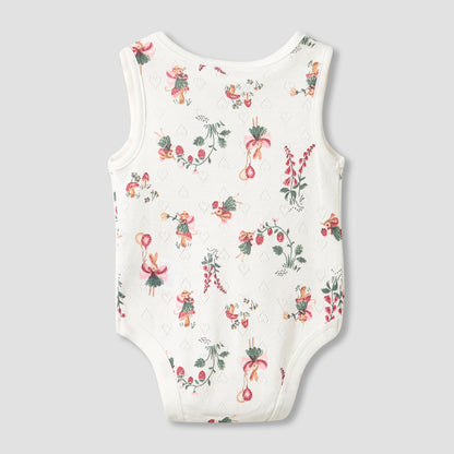 Set of 5, Juniors Cotton Crew Neck Sleeveless Bodysuit with Print