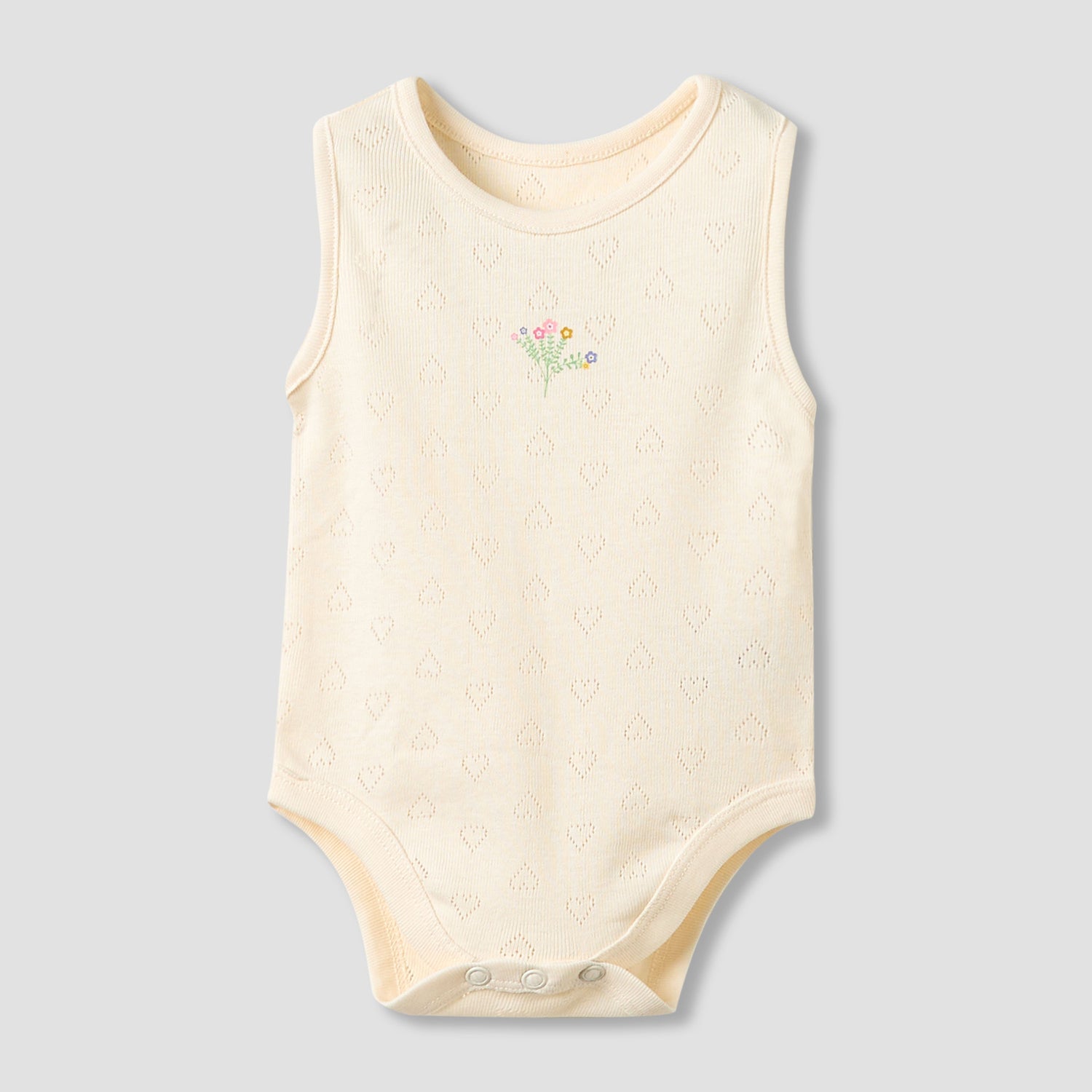 Set of 5, Juniors Cotton Crew Neck Sleeveless Bodysuit with Floral Print