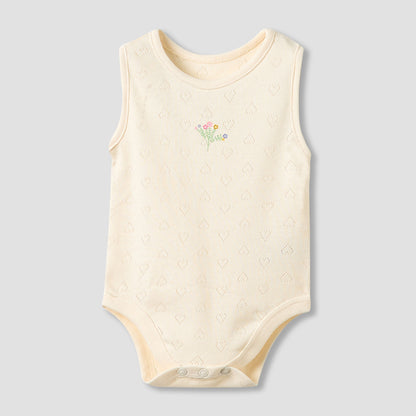 Set of 5, Juniors Cotton Crew Neck Sleeveless Bodysuit with Floral Print