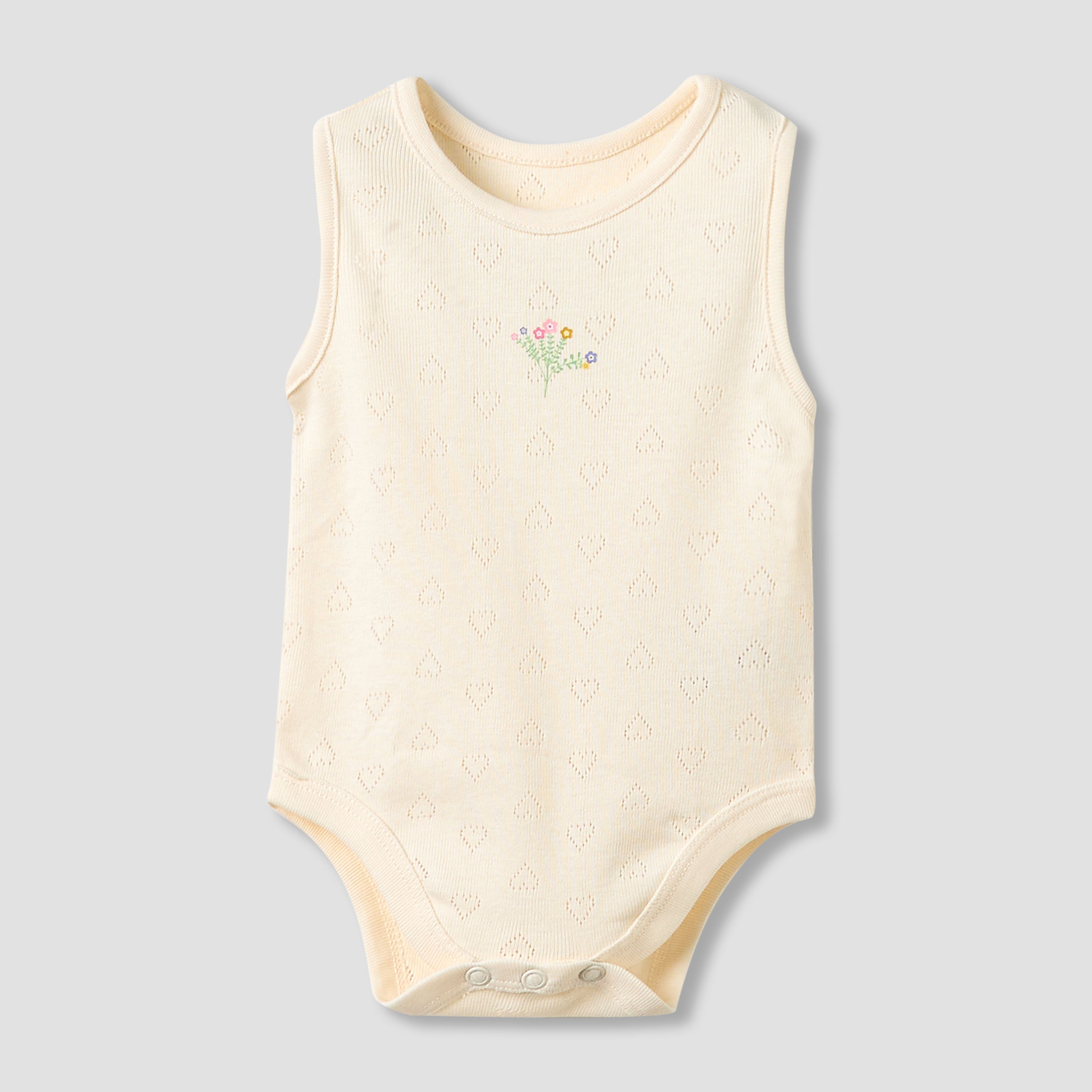 Set of 5, Juniors Cotton Crew Neck Sleeveless Bodysuit with Floral Print