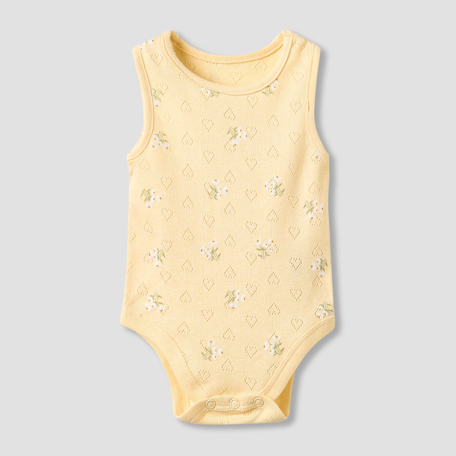 Set of 5, Juniors Cotton Crew Neck Sleeveless Bodysuit with Floral Print