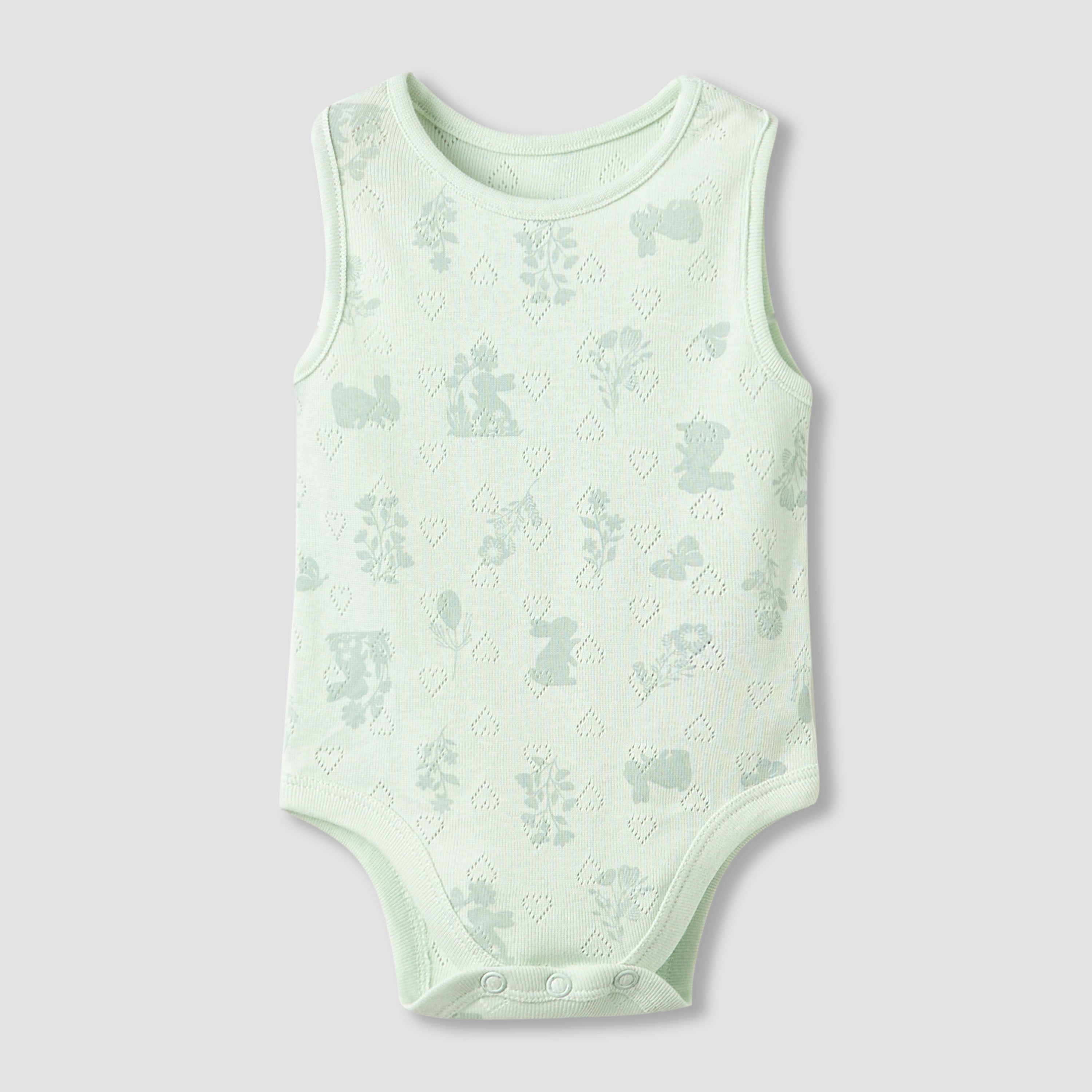 Set of 5, Juniors Cotton Crew Neck Sleeveless Bodysuit with Floral Print