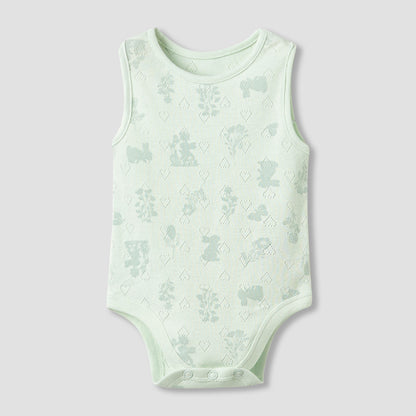 Set of 5, Juniors Cotton Crew Neck Sleeveless Bodysuit with Floral Print