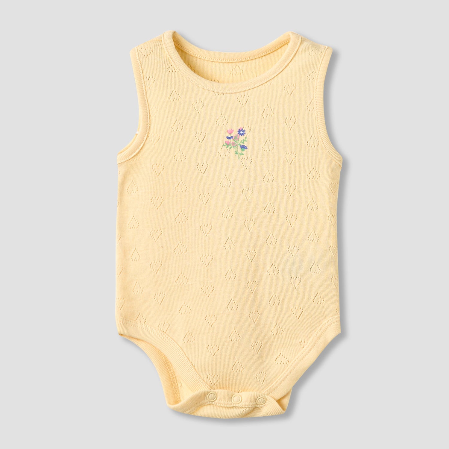 Set of 5, Juniors Cotton Crew Neck Sleeveless Bodysuit with Floral Print