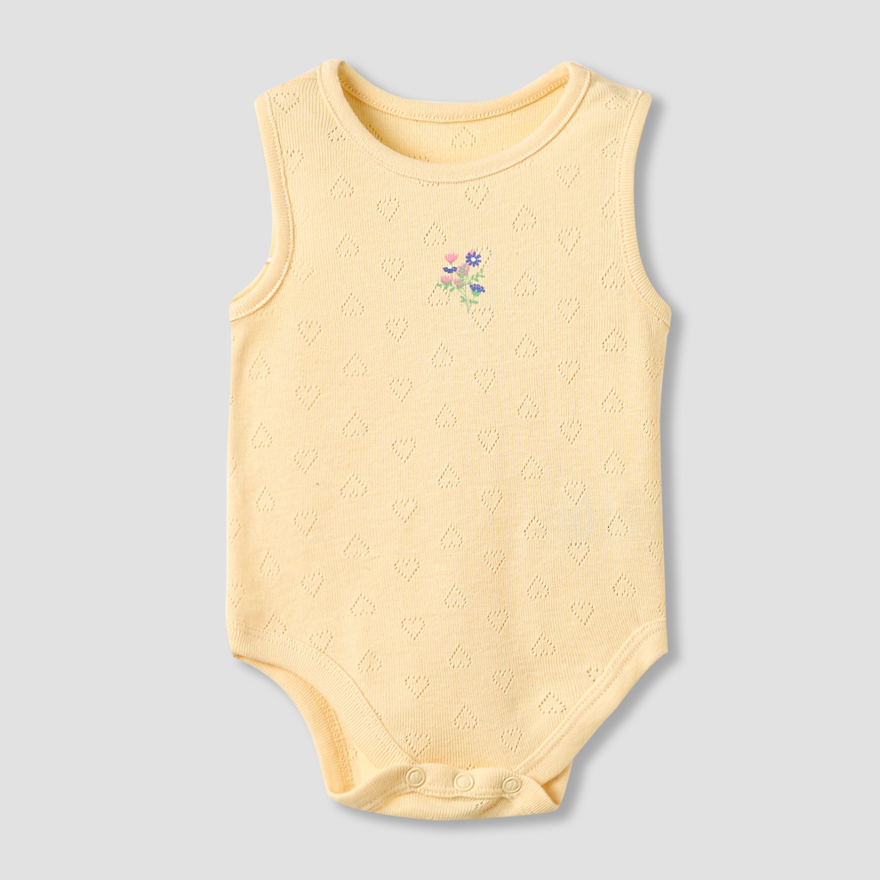 Set of 5, Juniors Cotton Crew Neck Sleeveless Bodysuit with Floral Print