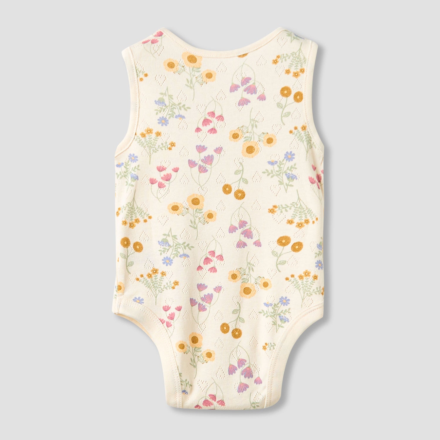 Set of 5, Juniors Cotton Crew Neck Sleeveless Bodysuit with Floral Print