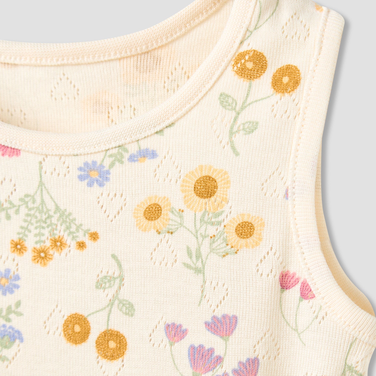 Set of 5, Juniors Cotton Crew Neck Sleeveless Bodysuit with Floral Print