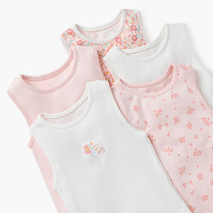 Juniors Floral Print Sleeveless Bodysuit - Set of 5