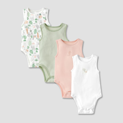 Juniors Printed Sleeveless Bodysuit with - Set of 5 - Multicolour / 12-18 mths