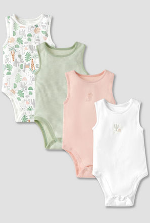 Juniors Printed Sleeveless Bodysuit with - Set of 5