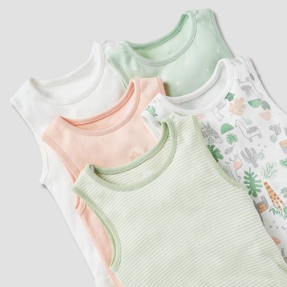 Juniors Printed Sleeveless Bodysuit with - Set of 5