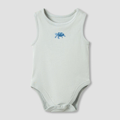 Set of 5, Juniors Crew Neck Sleeveless Bodysuit with Button Closure