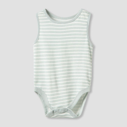 Set of 5, Juniors Crew Neck Sleeveless Bodysuit with Button Closure