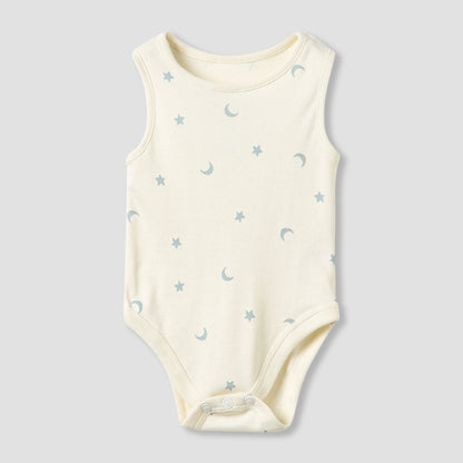 Set of 5, Juniors Crew Neck Sleeveless Bodysuit with Button Closure