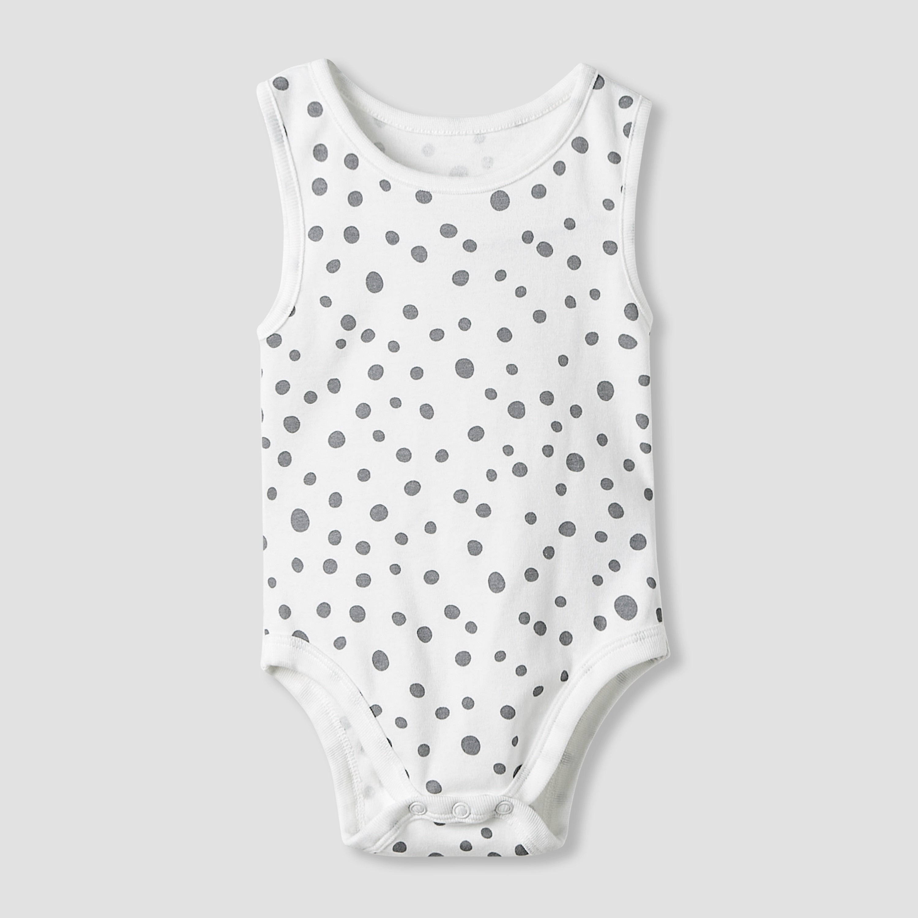 Juniors Round Neck Bodysuit with Snap Button Closure - Cotton - Sleeveless - Set of 7