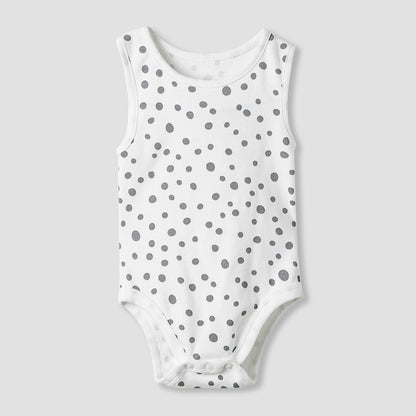 Juniors Round Neck Bodysuit with Snap Button Closure - Cotton - Sleeveless - Set of 7