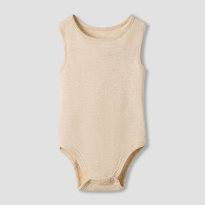 Juniors Round Neck Bodysuit with Snap Button Closure - Cotton - Sleeveless - Set of 7
