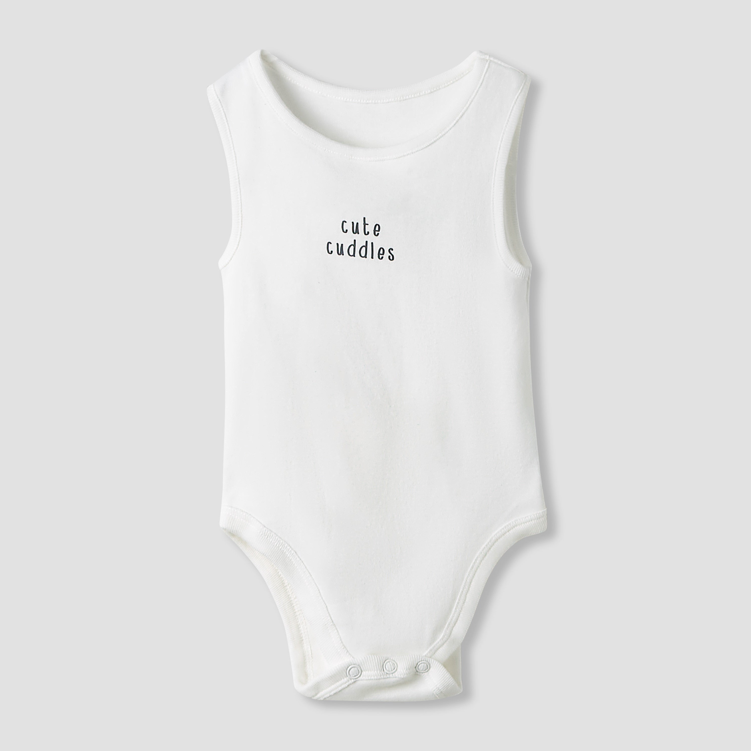 Juniors Round Neck Bodysuit with Snap Button Closure - Cotton - Sleeveless - Set of 7