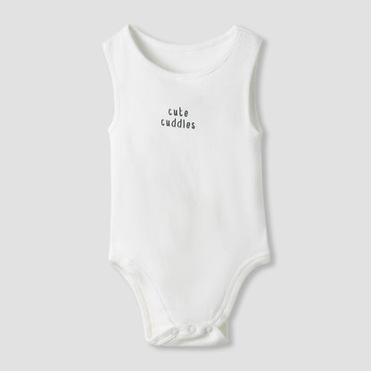 Juniors Round Neck Bodysuit with Snap Button Closure - Cotton - Sleeveless - Set of 7