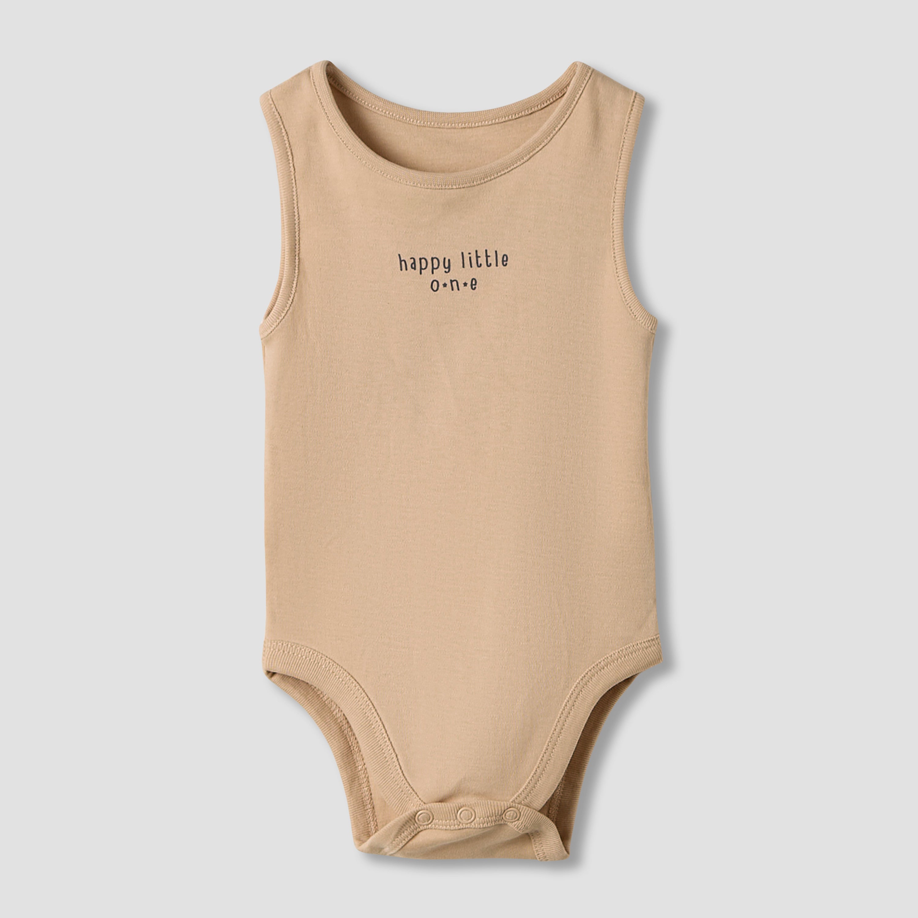 Juniors Round Neck Bodysuit with Snap Button Closure - Cotton - Sleeveless - Set of 7