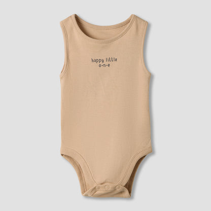 Juniors Round Neck Bodysuit with Snap Button Closure - Cotton - Sleeveless - Set of 7