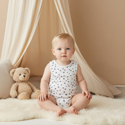 Juniors Round Neck Bodysuit with Snap Button Closure - Cotton - Sleeveless - Set of 7