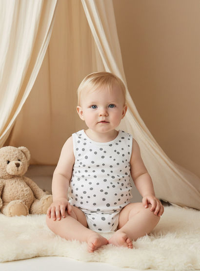 Juniors Round Neck Bodysuit with Snap Button Closure - Cotton - Sleeveless - Set of 7-baby-girls-clothing-bodysuits-image-8