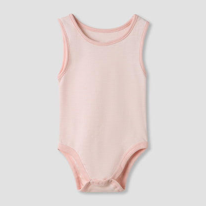 Juniors Round Neck Bodysuit with Snap Button Closure - Cotton - Sleeveless - Set of 7