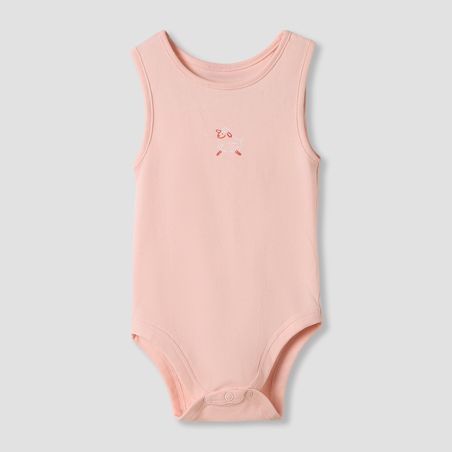 Juniors Round Neck Bodysuit with Snap Button Closure - Cotton - Sleeveless - Set of 7