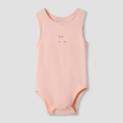 Juniors Round Neck Bodysuit with Snap Button Closure - Cotton - Sleeveless - Set of 7