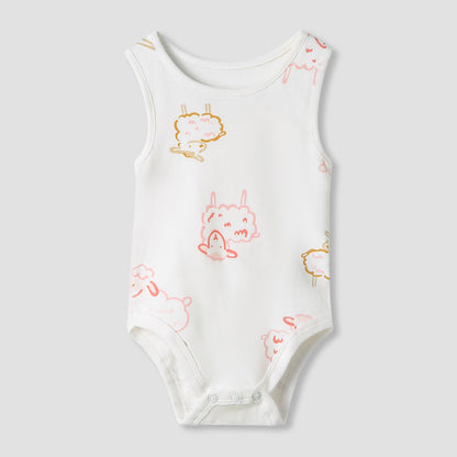 Juniors Round Neck Bodysuit with Snap Button Closure - Cotton - Sleeveless - Set of 7